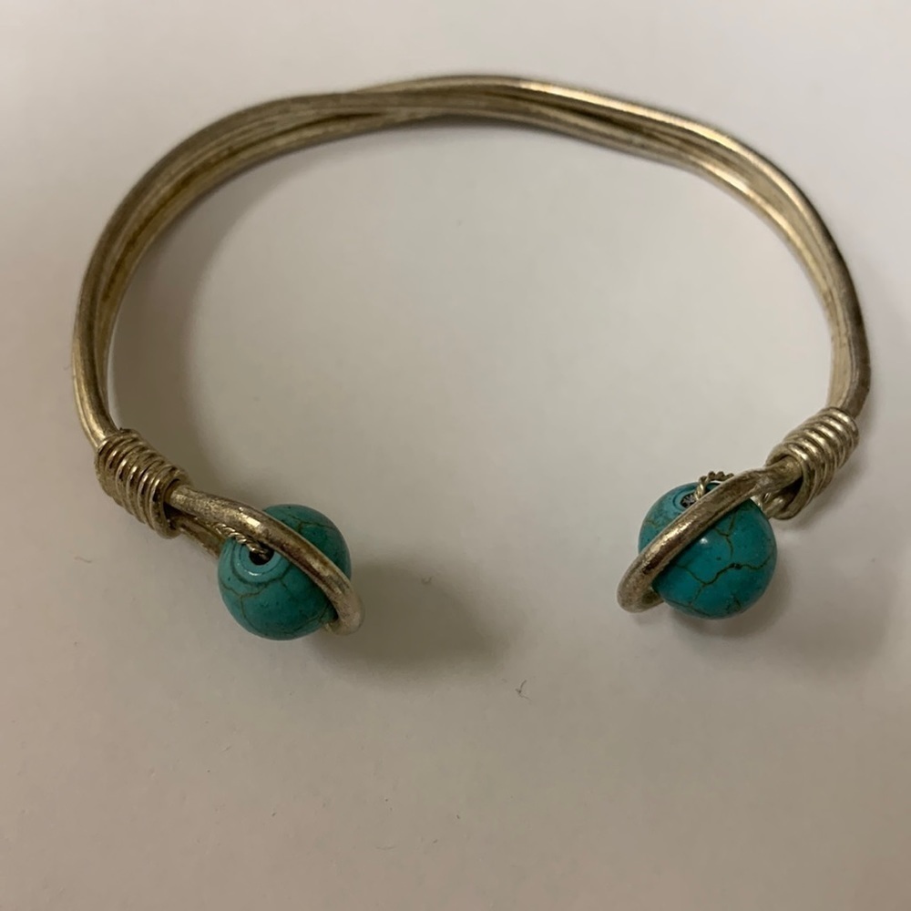 Silver Turquoise Adjustable Bracelet - image 1